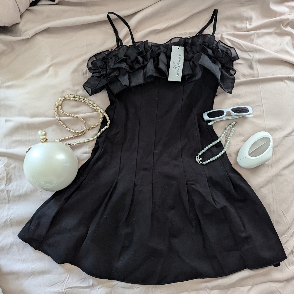 Bonheur D'Amour Black Kelley Ruffle Dress